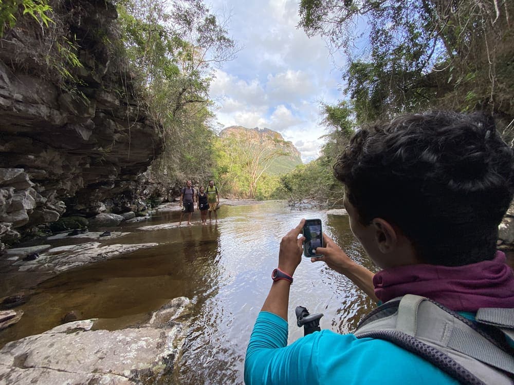 Cascading waterfalls tumbling through the cliffs of Vale do Pati in Chapada Diamantina