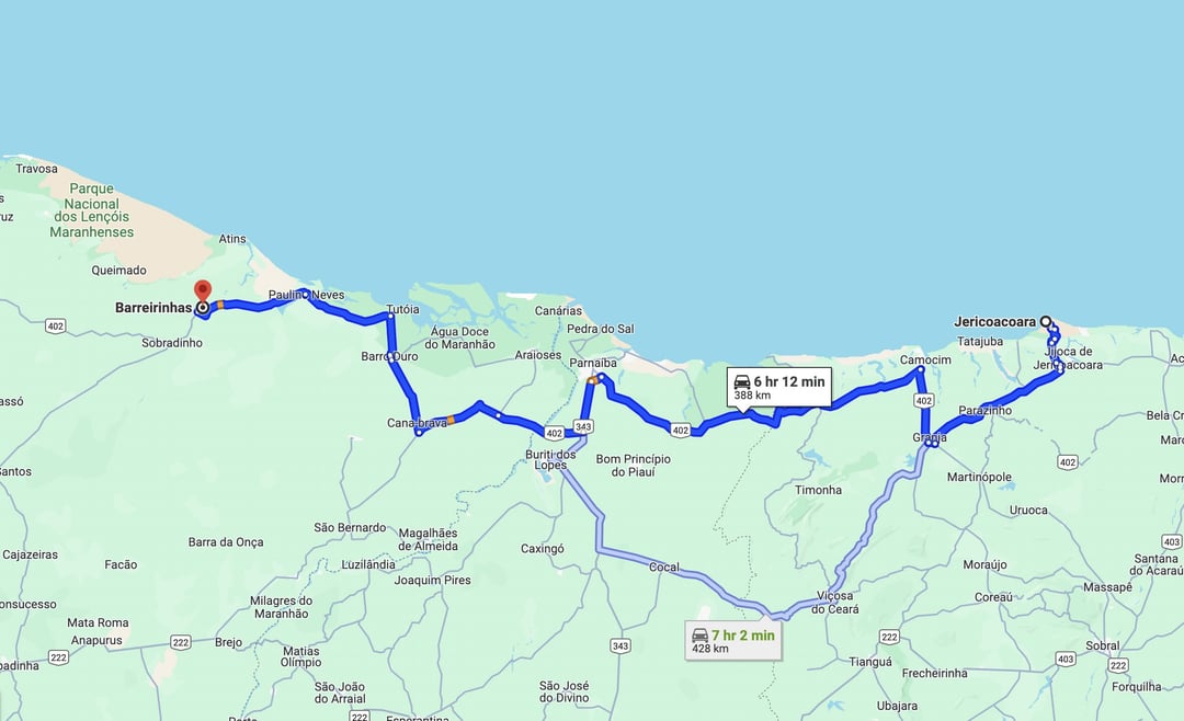 How to get to Barreirinhas from Jericoacoara? - Maps How to get to Barreirinhas from Jericoacoara? - Maps
